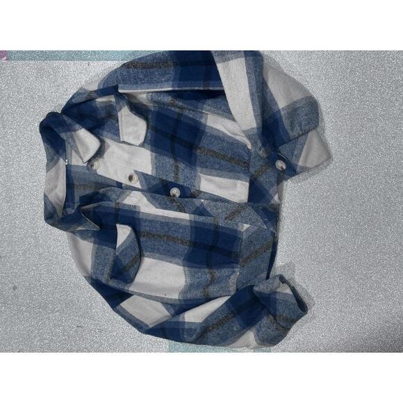 Blue and White Plaid Cropped Jacket - Picture 5 of 13